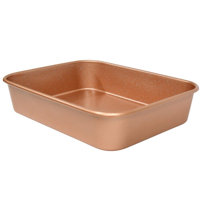 casaWare Ceramic Coated NonStick Lasagna/Roaster Pan 13 x 10 x 3-Inch (Rose Gold Granite) - Image 3